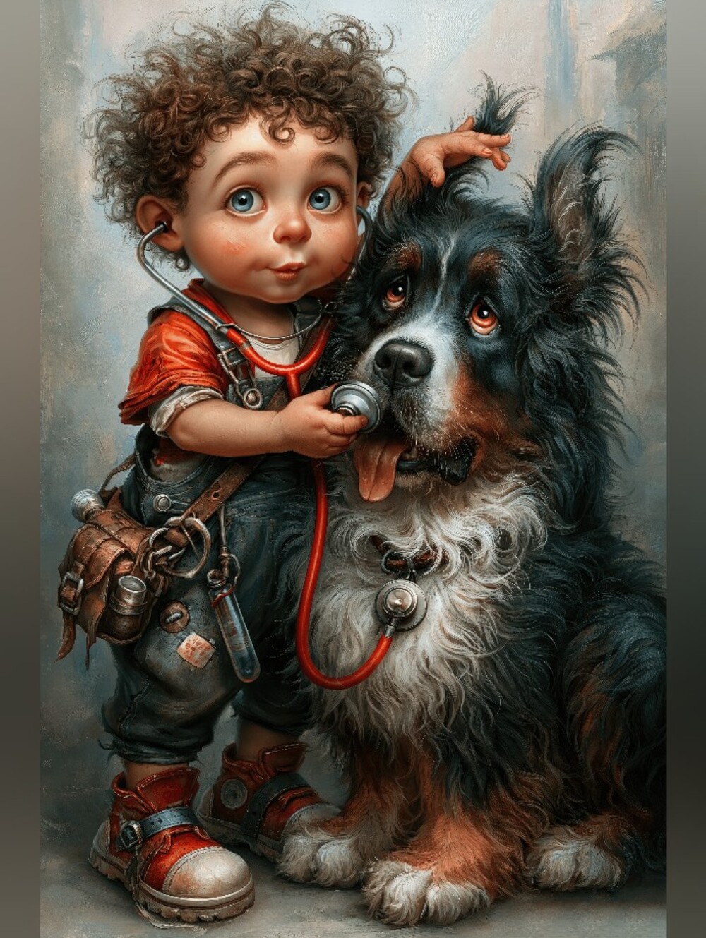 Little Boy With Dog Print Special